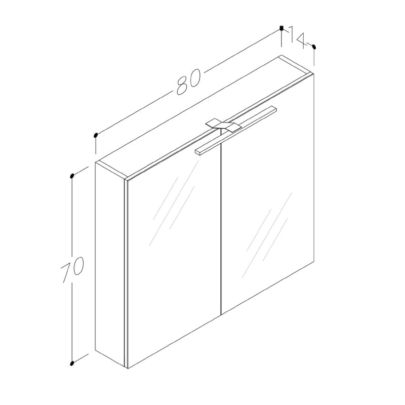 Mirror Cabinet with Light Technical Drawing
