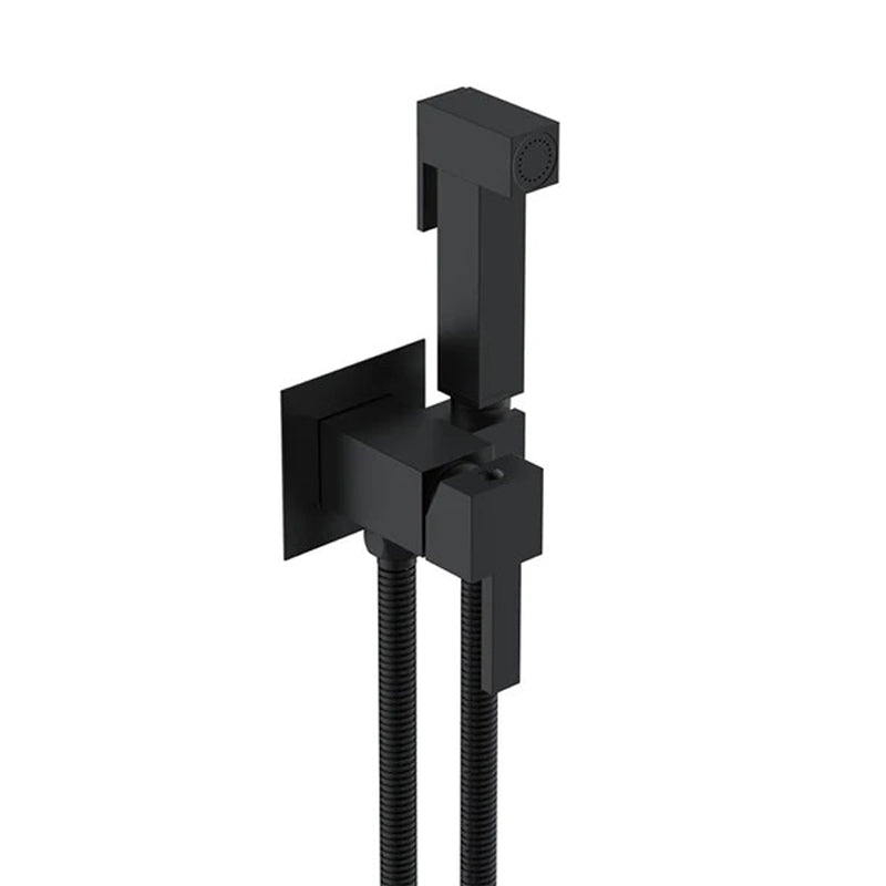 Square Douche Kit with Long Hose Matt Black Secondary image