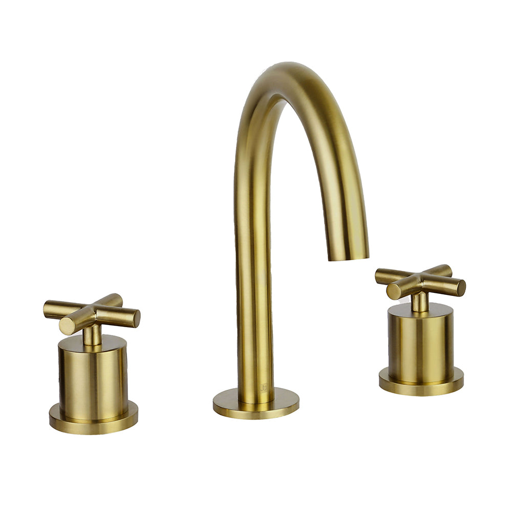 Gold Brushed Brass 3 Hole Basin Mixer Tap Secondary image