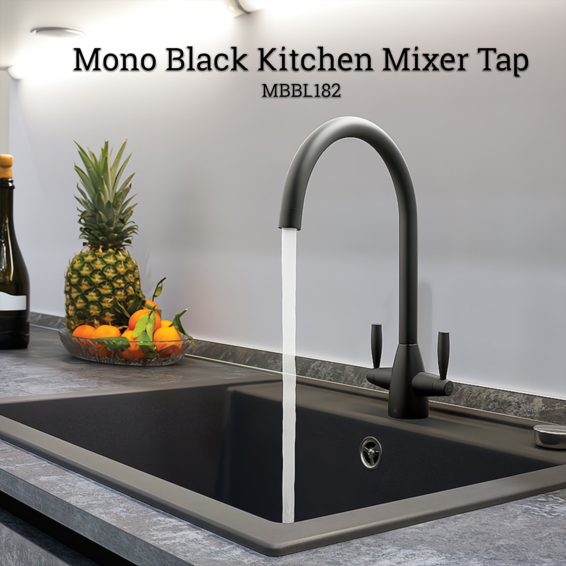 Black Kitchen Mixer Tap with Twin Lever