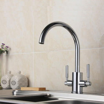 Monobloc Kitchen Mixer Taps, Dual Handle - Chrome Finish Secondary image