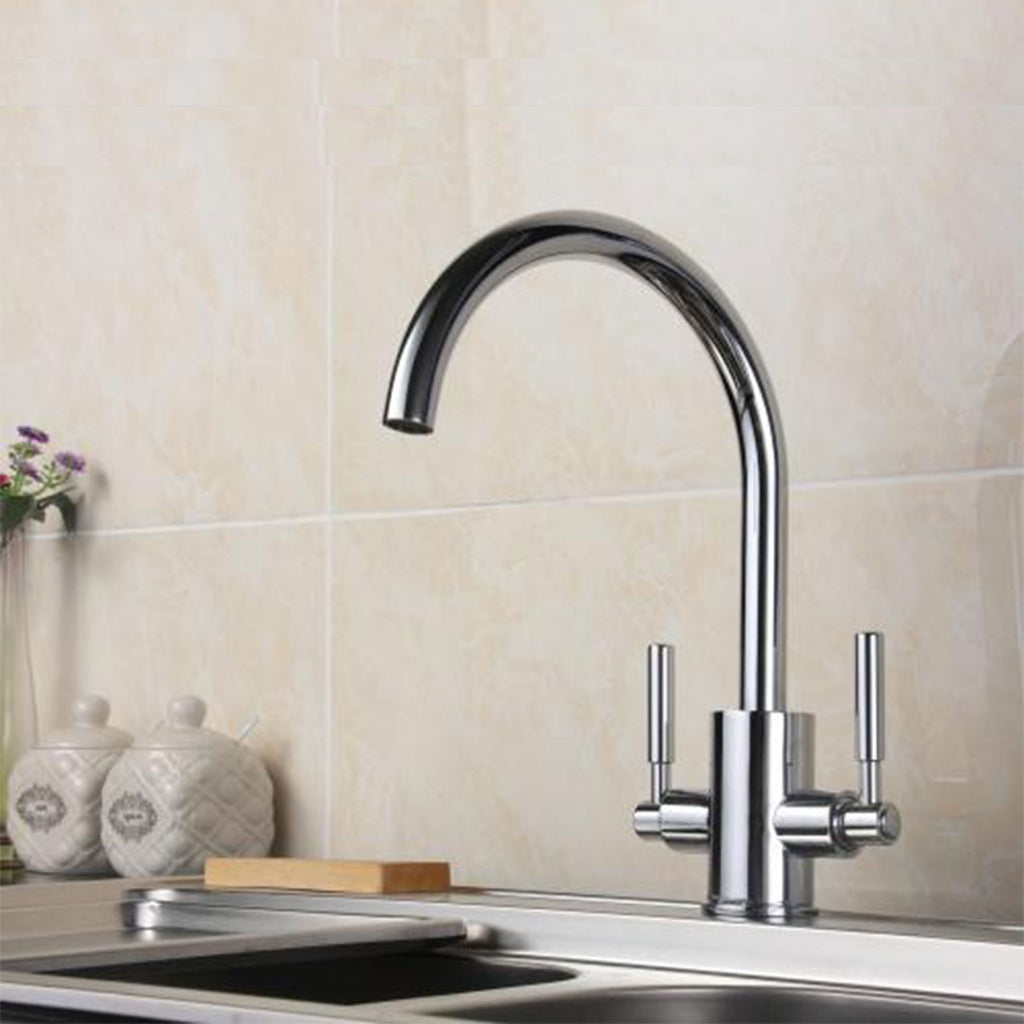 Newbury Monobloc Kitchen Mixer Taps, Dual Handle - Chrome Finish
