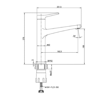 High Neck Kitchen Mixer Tap with Long Spout - Chrome Secondary image