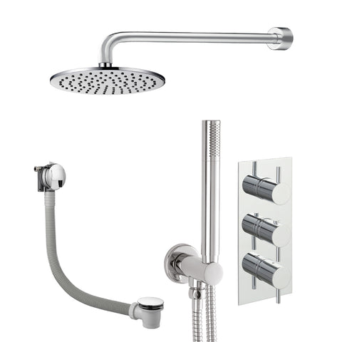 Concealed Thermostatic Mixer Shower Kit with Overflow Bath Filler