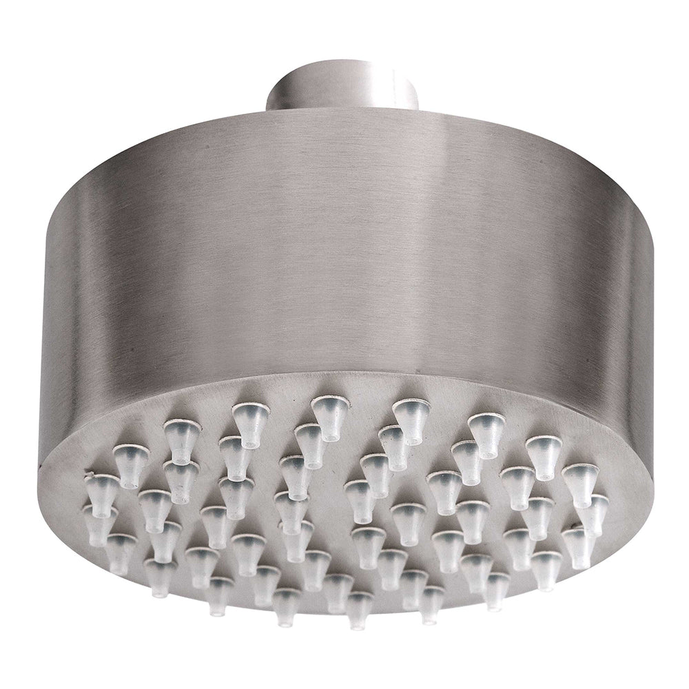 Stylish Inox Brushed Stainless Steel Mini Best Water Saving Shower Head With Easy Cleaning Nozzles, HP 1, Height 69mm x Projection 89mm [IX555]