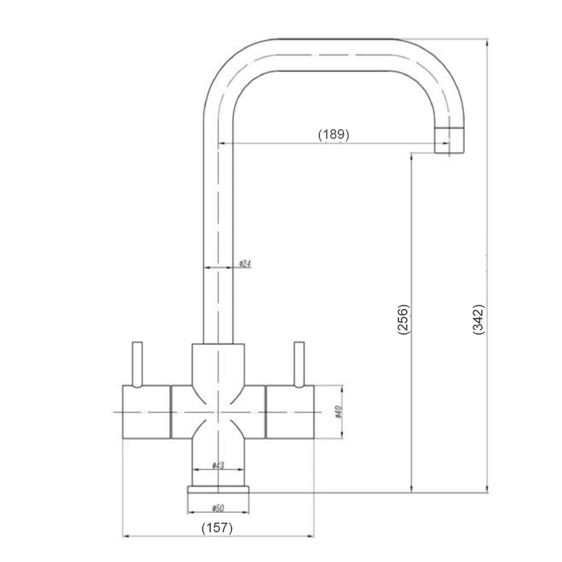 Chrome Kitchen Tap Technical Drawing