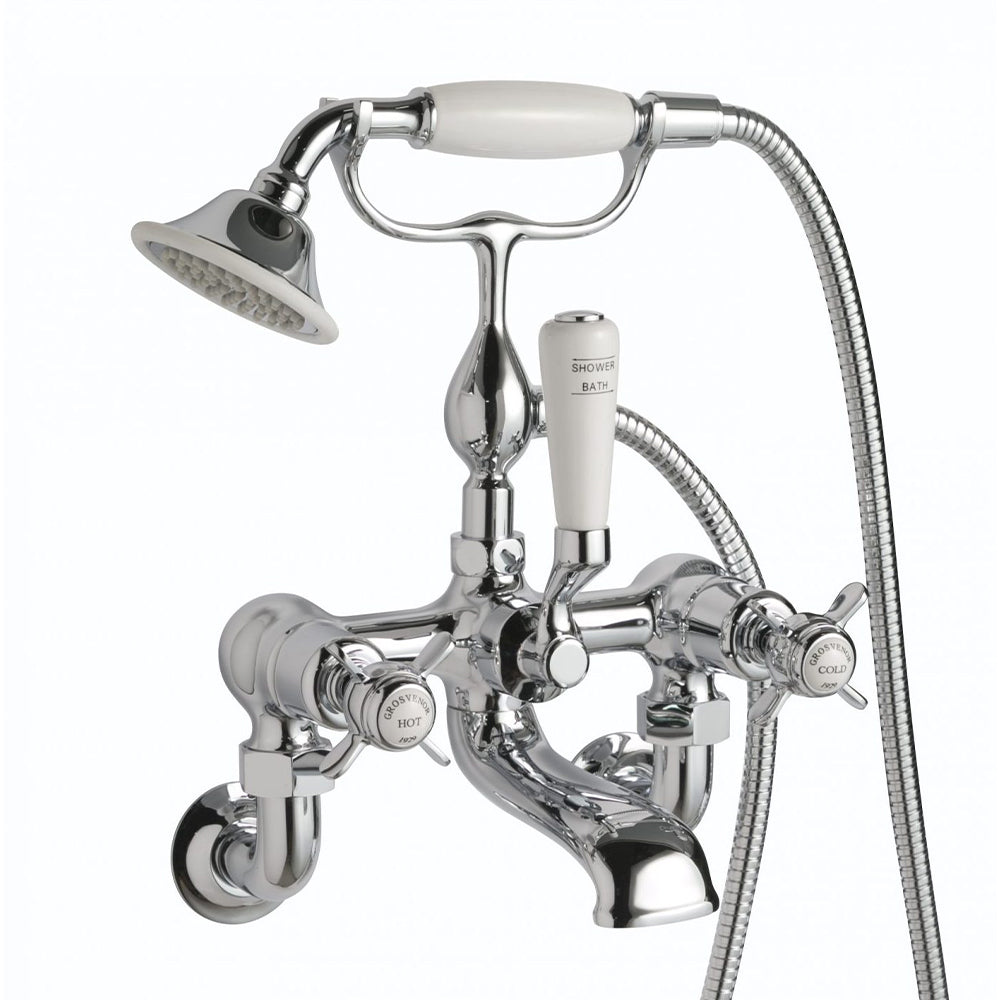 Traditional Wall Mounted Bath Shower Mixer with Shower Kit - Chrome Secondary image