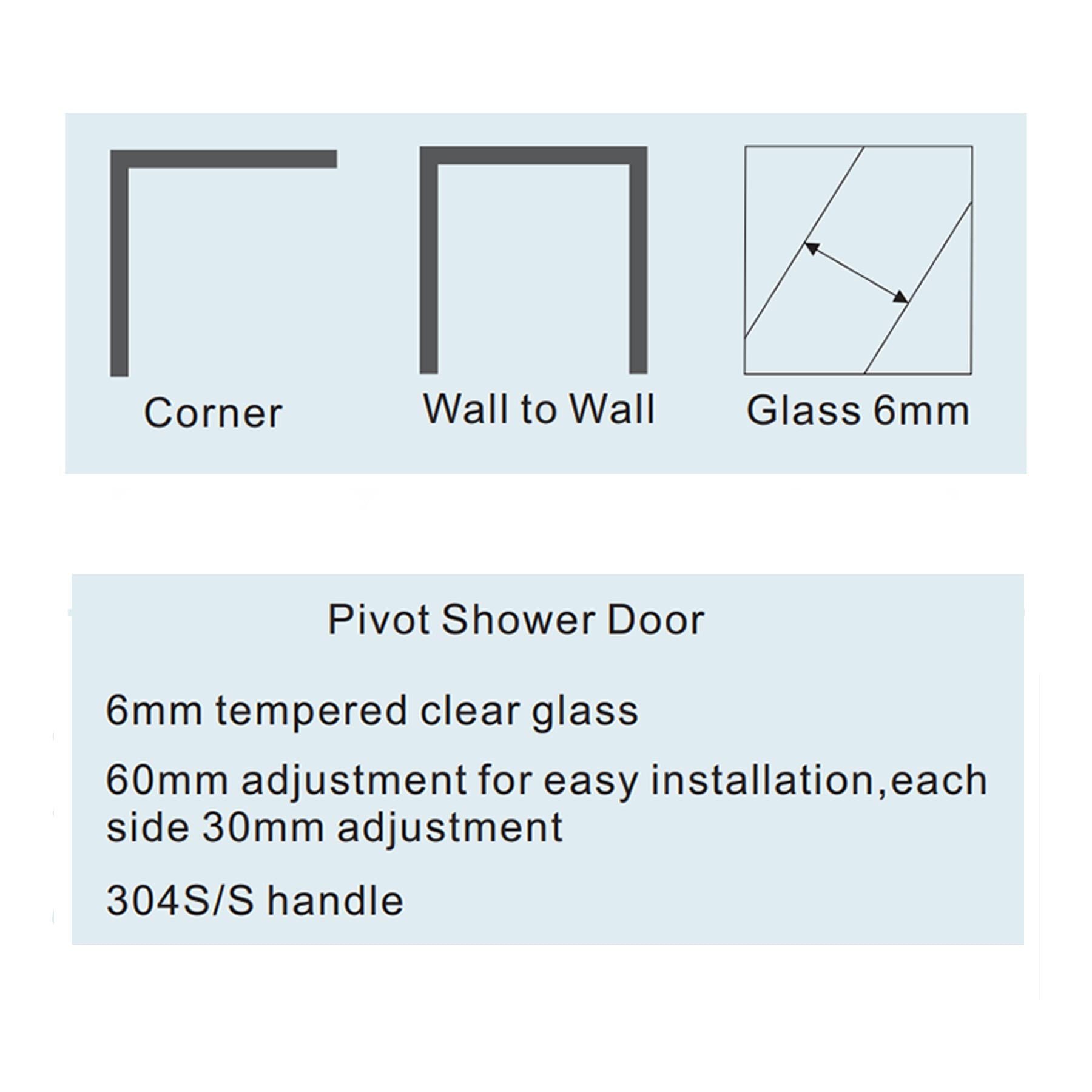Modern Pivot Shower Door—6mm Glass Secondary image