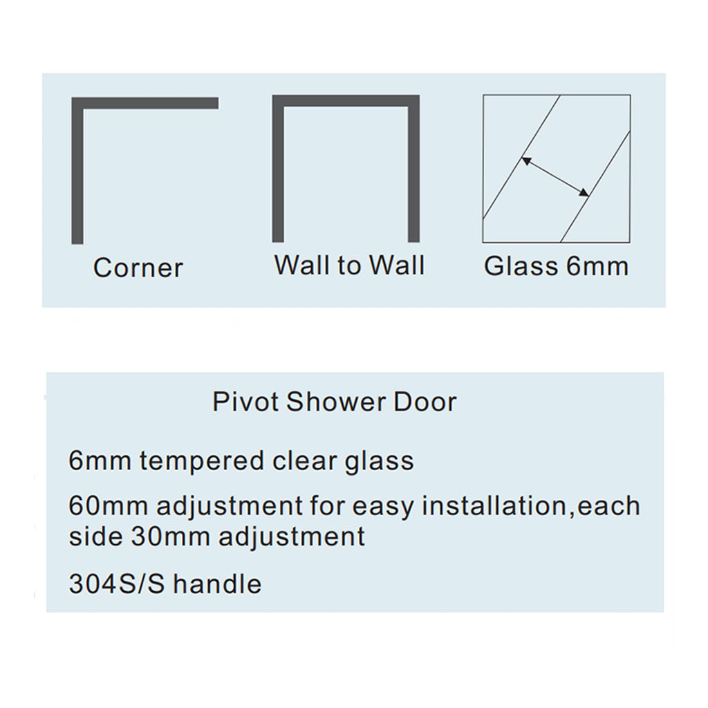 Mara Pivot Shower Doors - Multiple Sizes