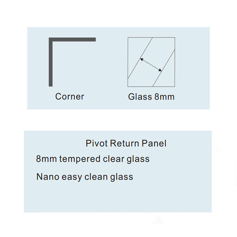 Easy Clean 8mm Wet Room Shower Temper Glass 2000mm & 275mm Return Panel