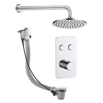 2 Outlet Push Button Thermostatic Shower Valve, Overhead Shower and Overflow Filler Main image