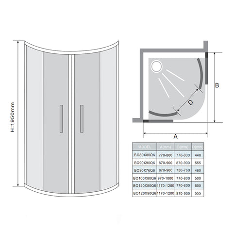 Marina 2 Door Quadrant Shower Enclosure - Multiple Sizes