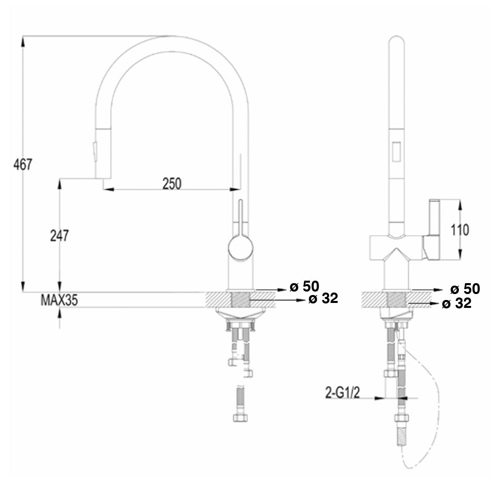 brushed copper kitchen tap