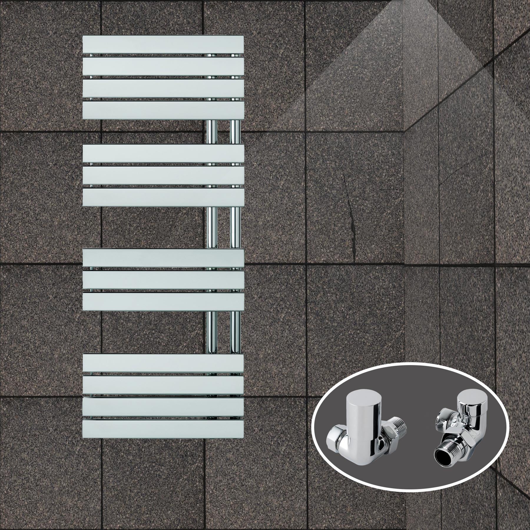 Corner valves for towel radiator