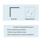 Marina Double-Fold Round Bath Screen - 6mm Glass 