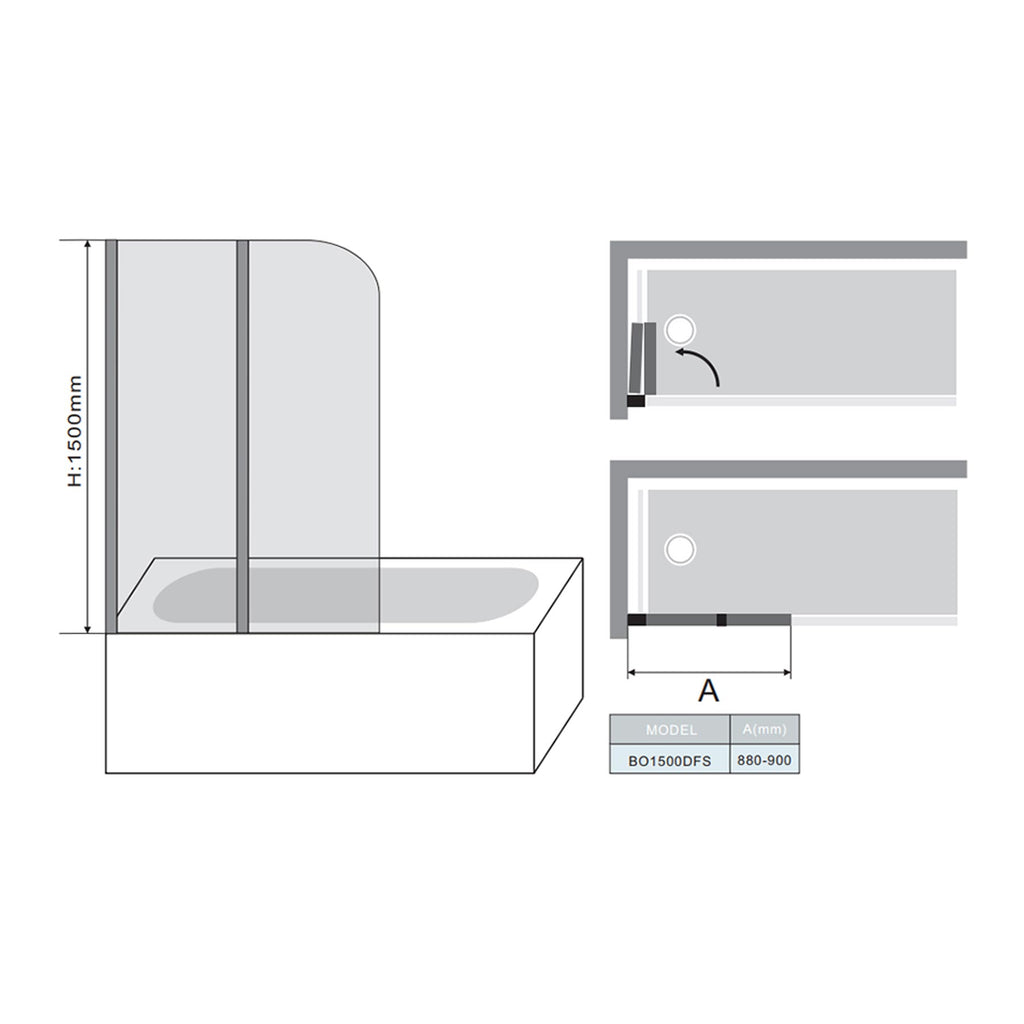 Marina Double-Fold Round Bath Screen - 6mm Glass 