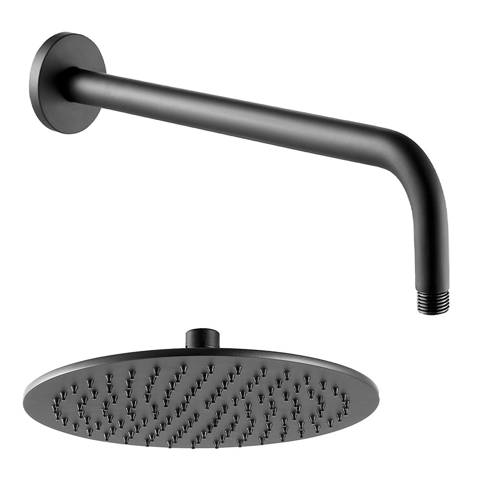 Matt Black Shower Head 200mm with Wall Mounted Shower Arm 400mm Secondary image
