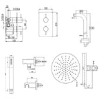 Concealed Thermostatic Shower Valve Technical Drawing