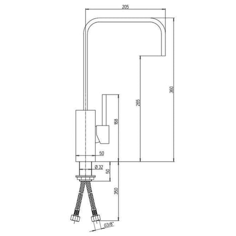 Monobloc Kitchen Sink Mixer Tap Technical Drawing