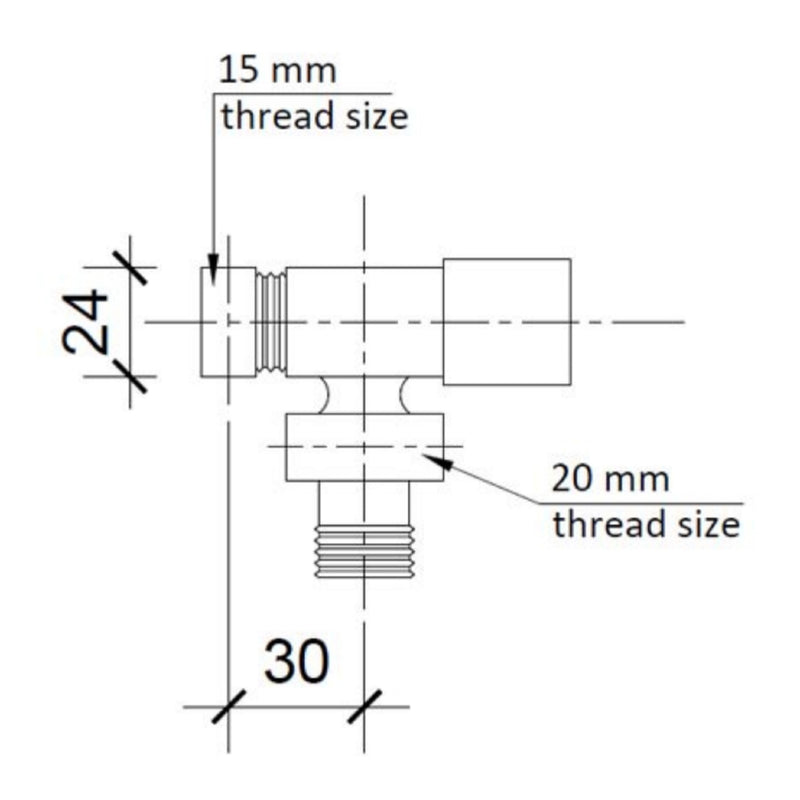 square angle radiator valve technical drawing