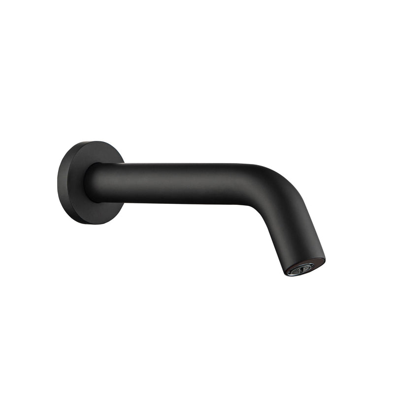 Sophisticated Matt Black Modern Basin Taps in Shape of a Wall Spout with Boujee Sensor Technology which is Easy to Install, Water Pressure 0.5 bar, Height 50mm x Projection 197mm