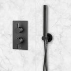 black shower head and hose set