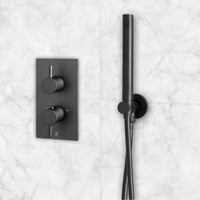 black shower head and hose set