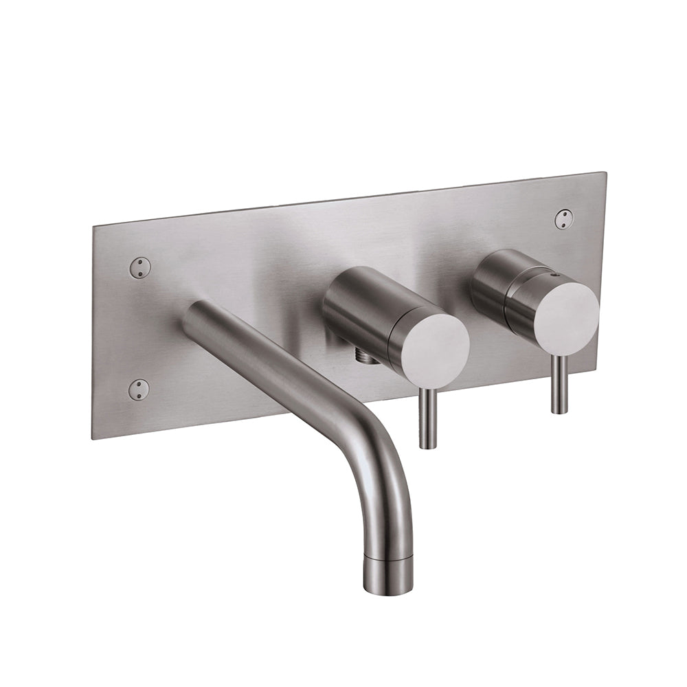 Brushed Stainless Steel Wall Mounted Bath Shower Mixer Tap With Valve Secondary image