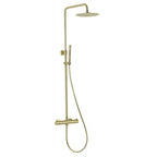 Thermostatic Shower Rigid Riser Kit with Vernet Sensor - Brushed Brass Finish