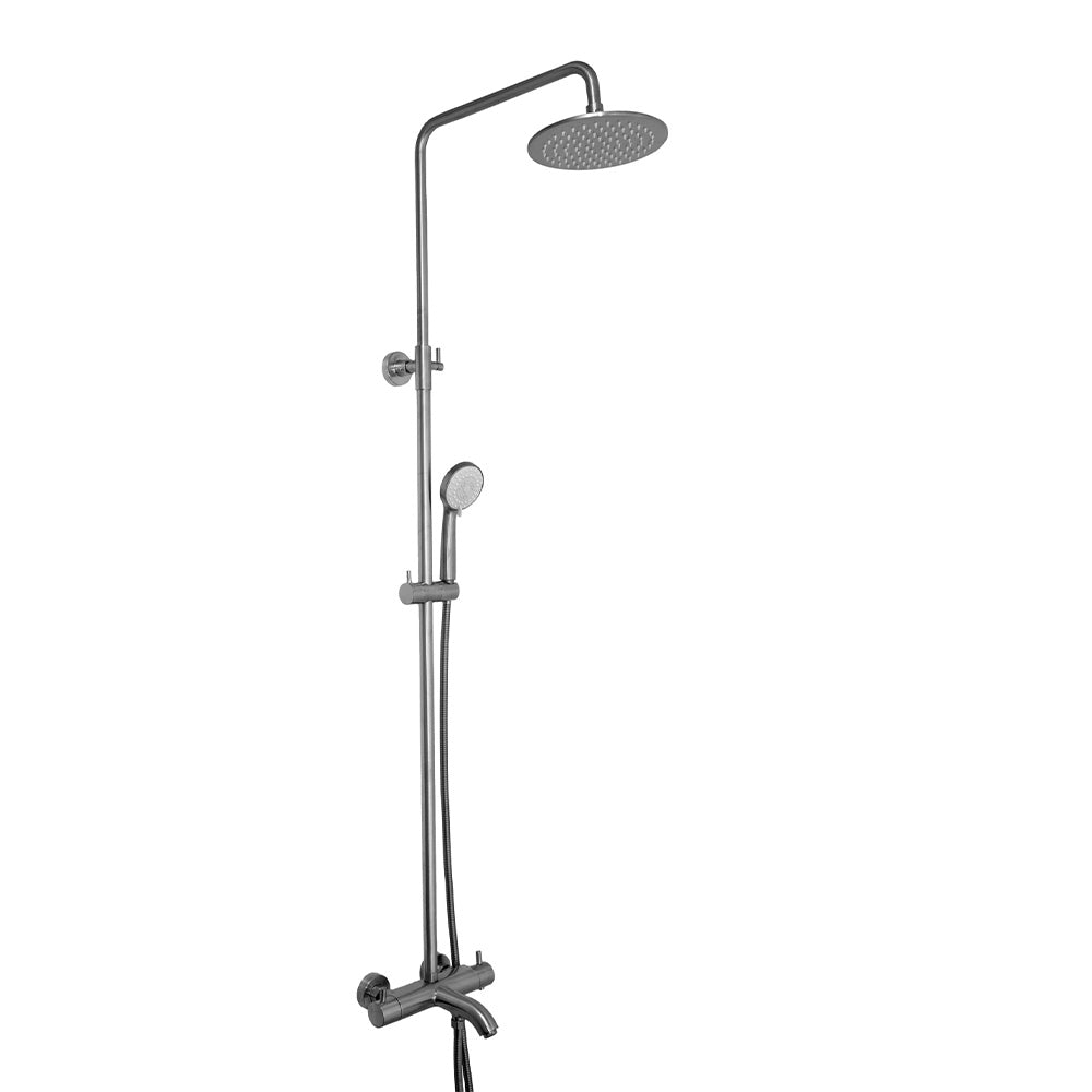 Exposed Thermostatic Shower Mixer with Adjustable Riser, Multi-function Handshower and Bath Spout - Brushed Black Secondary image