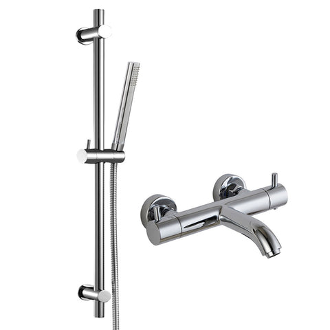 Shower Riser Rail Kit with Bath Shower Mixer - Polished Chrome