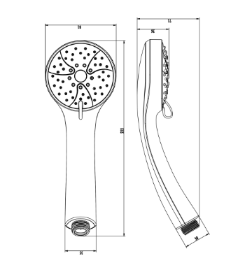 Shower Handle with 3 Way Multi-Functio