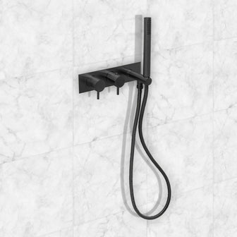 Matt Black Thermostatic Concealed 2 Outlet Shower Valve Designer Handle Secondary image
