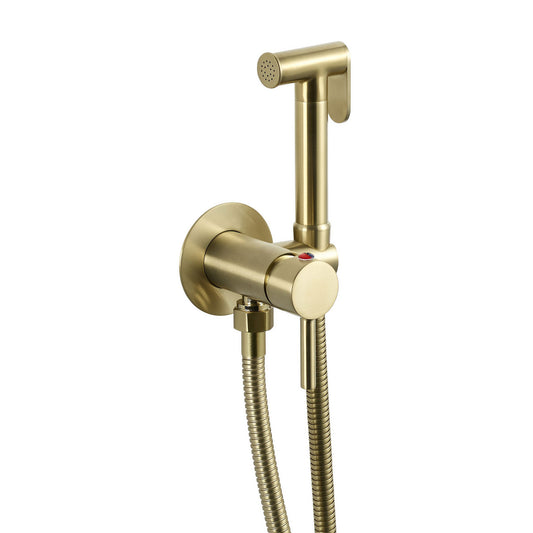 Gold Douche Shower Kit with Temperature Control - Brushed Brass Finish-Tapron 1800