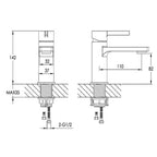 cloakroom basin tap technical drawing