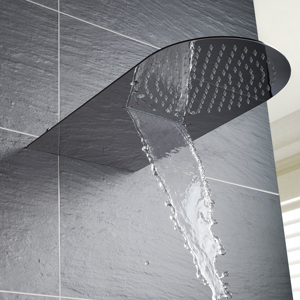 Sleek Round Flat Fixed Waterfall Shower