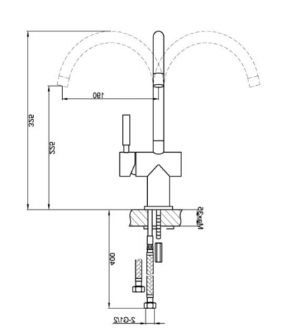 Monobloc kitchen tap Technical Drawing