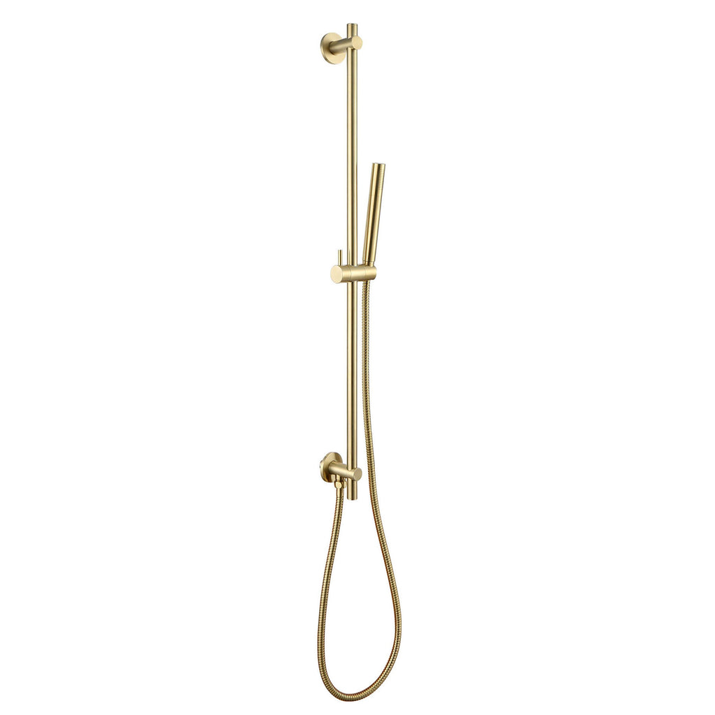 Shower Slider Rail Kit with Hose & Shower Handset- Brushed Brass - Tapron