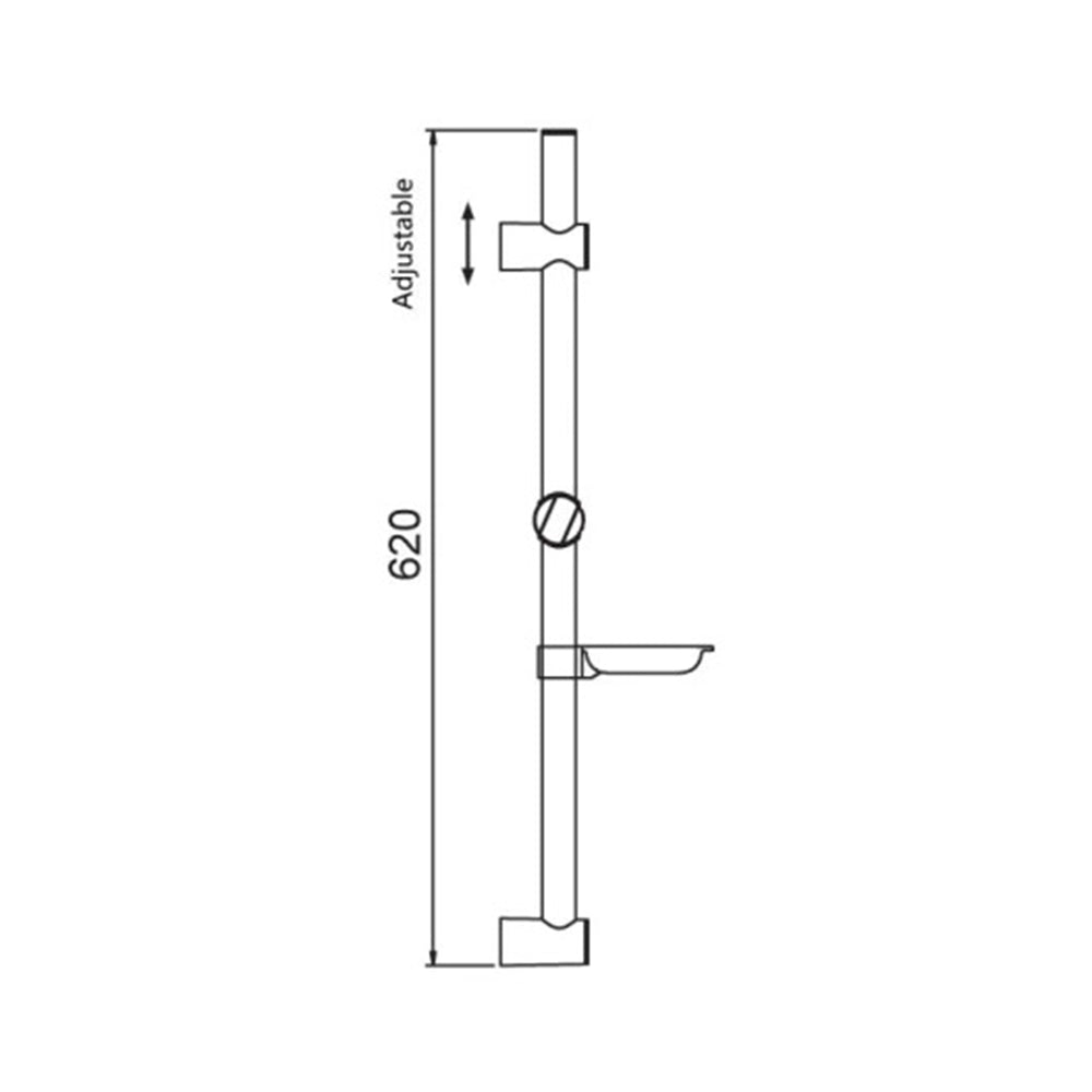 Shower Riser Rail Kit with Multi Function Handshower - Chrome Finish technical drawing - Tapron
