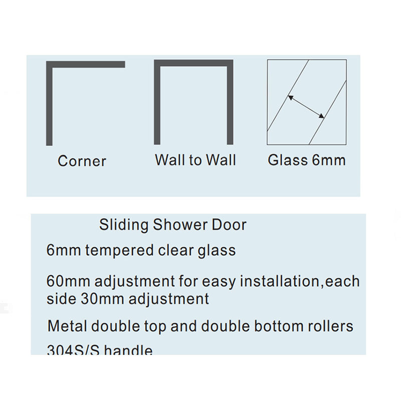 Sliding Shower Doors - Multiple Sizes