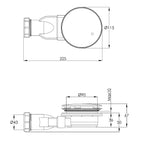 Slim Gold Shower Waste Technical Drawing