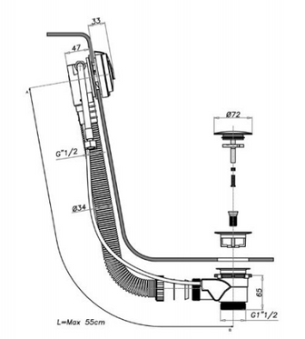 Slimline Click Clack Exofil, 60cm -Chrome Secondary image