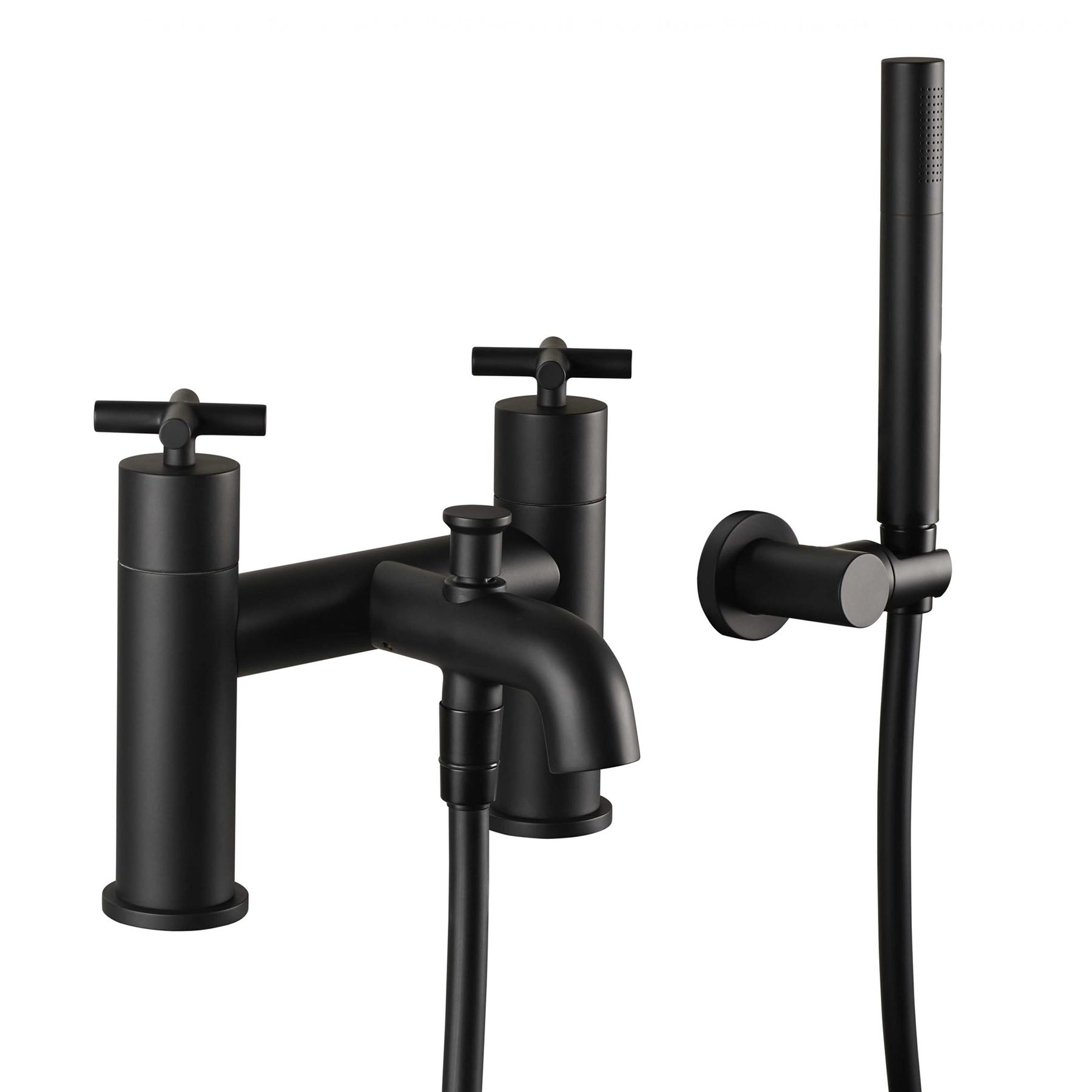 Matt Black Deck Mounted Bath Shower Mixer Tap with Shower Attachment Secondary image
