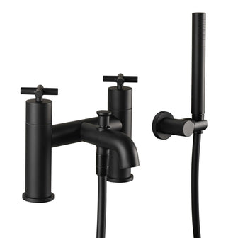 Matt Black Deck Mounted Bath Shower Mixer Tap with Shower Attachment Secondary image