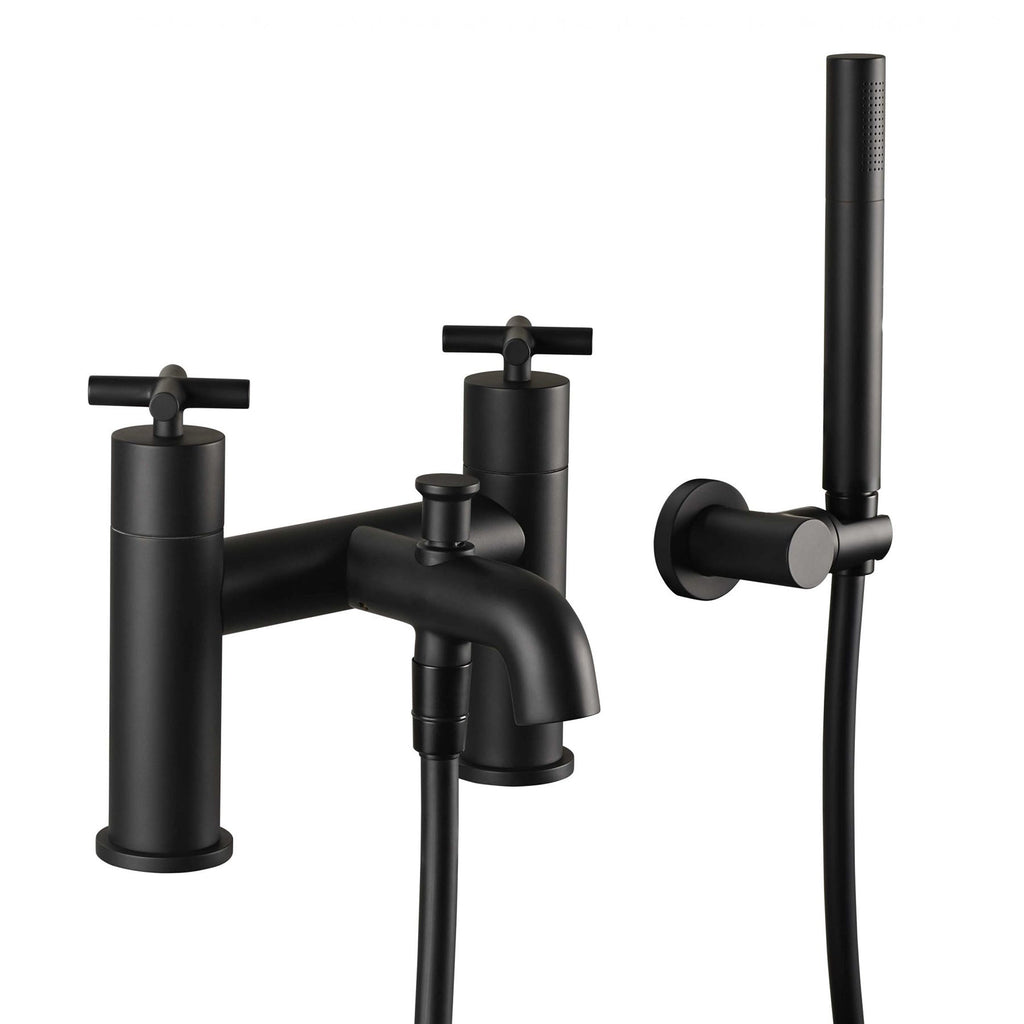 Black Deck Mounted Bath Shower Mixer