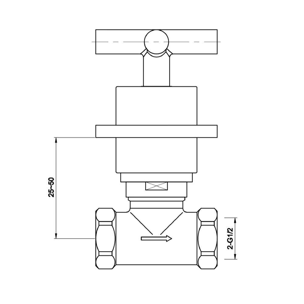 Concealed Stop Valves Technical Drawing