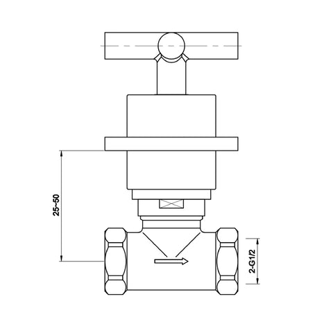 Concealed Stop Valves Technical Drawing