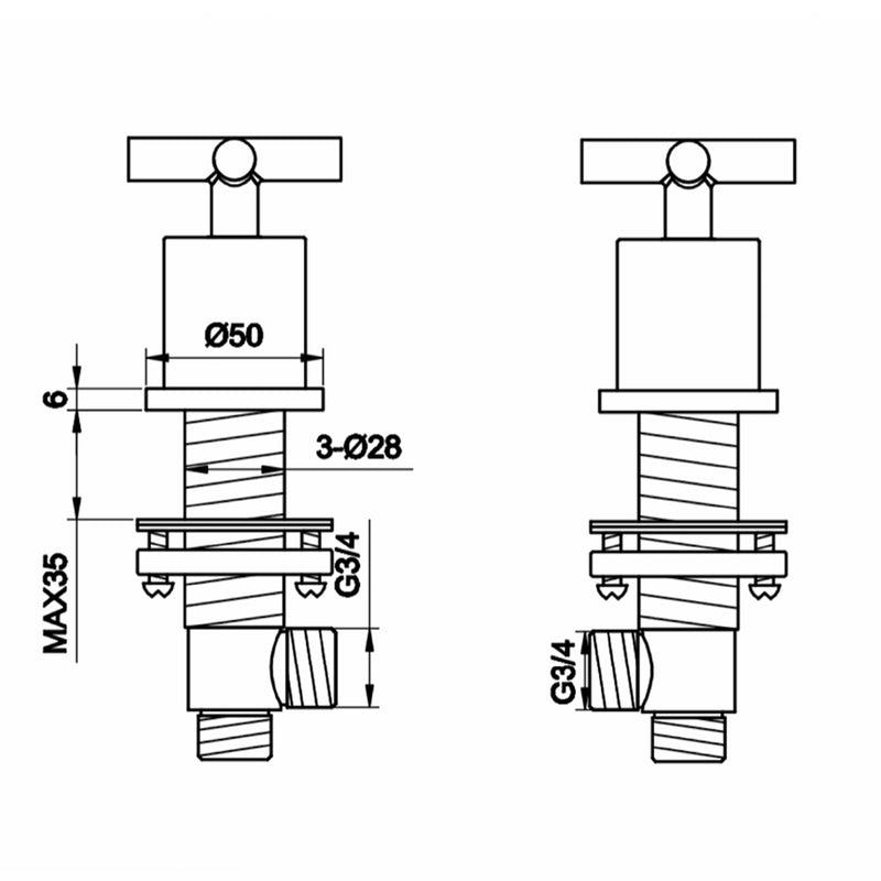 Panel Valves Technical Drawing