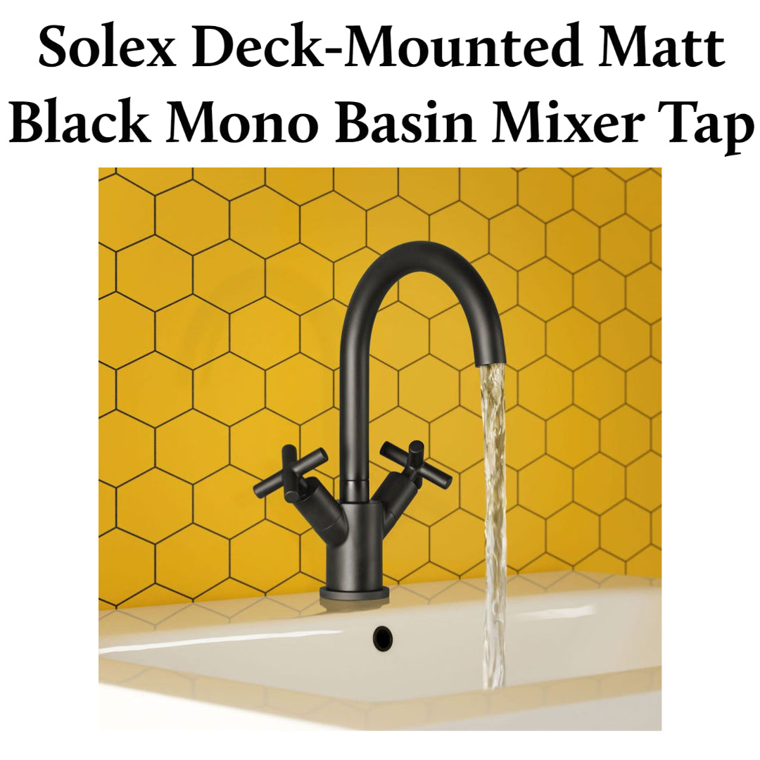 Solex Deck-Mounted Matt Black Mono Basin Mixer Tap