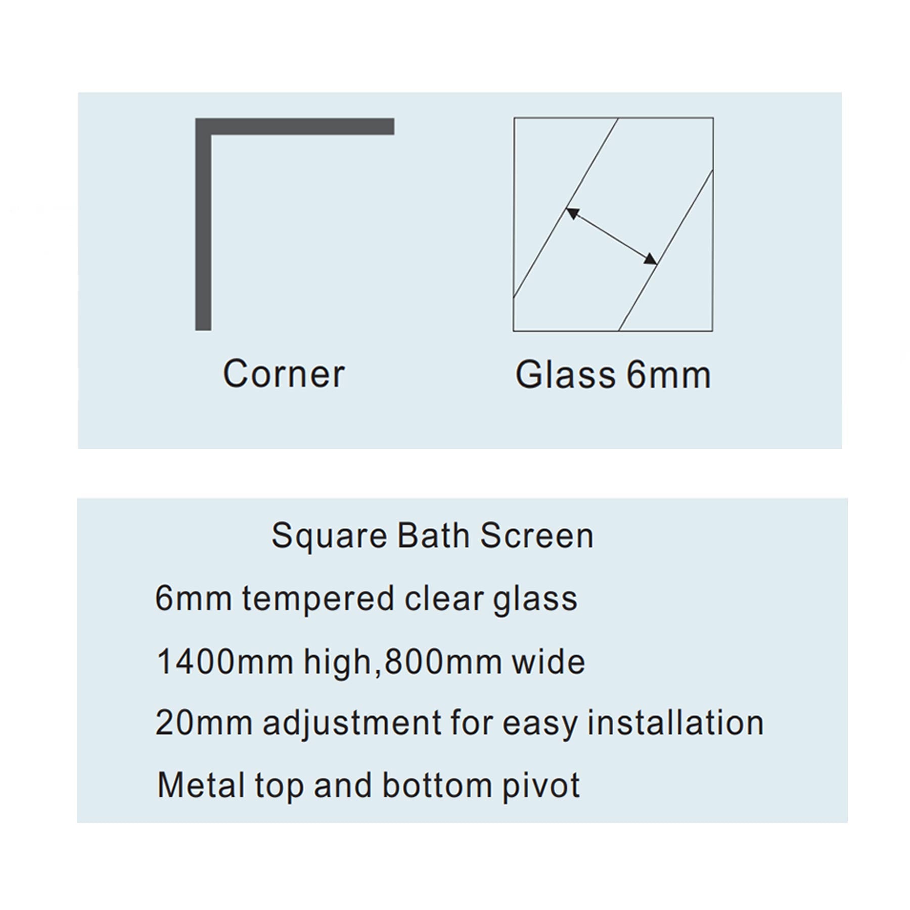 Modern Clear Glass Square Bath Screen Secondary image